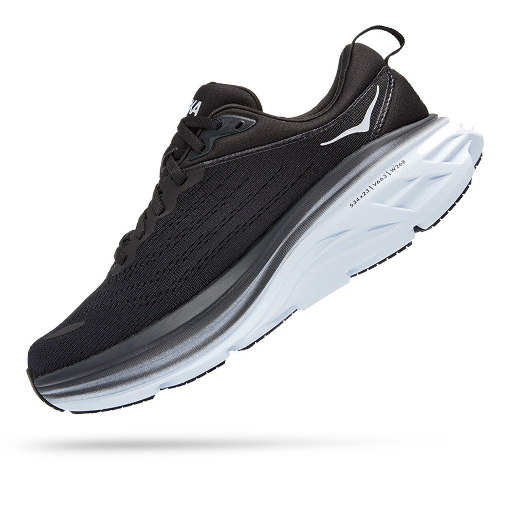 Hoka Bondi 8 Men's Running Shoes - Black & White