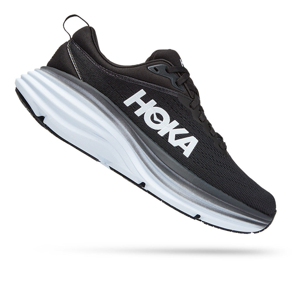 Hoka Bondi 8 Men's Running Shoes - Black & White